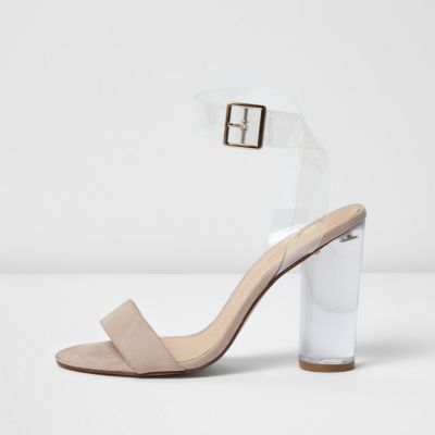 Blush pink heel barely there sandals